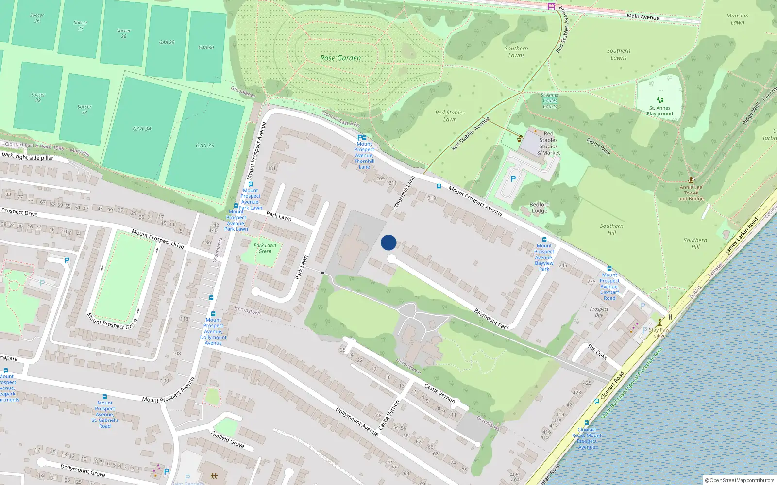 Overhead map showing the location of 33 Baymount Park, Dollymount, Dublin 3