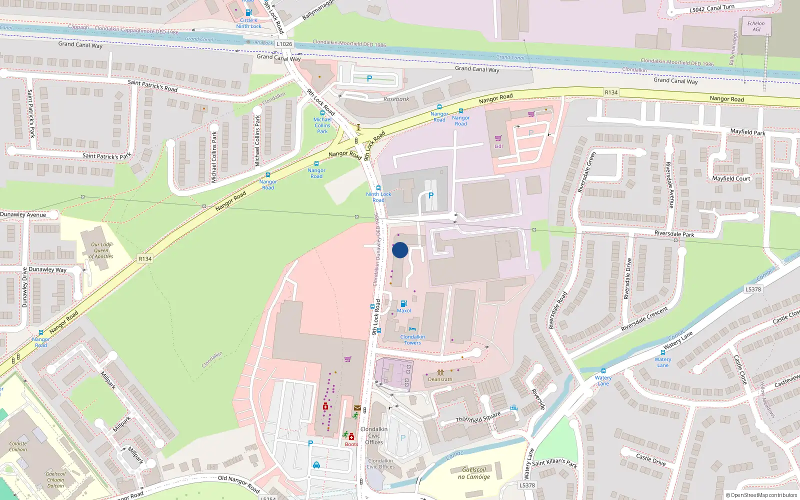 Overhead map showing the location of 33 Emfield Court, Emfield Road, Clondalkin