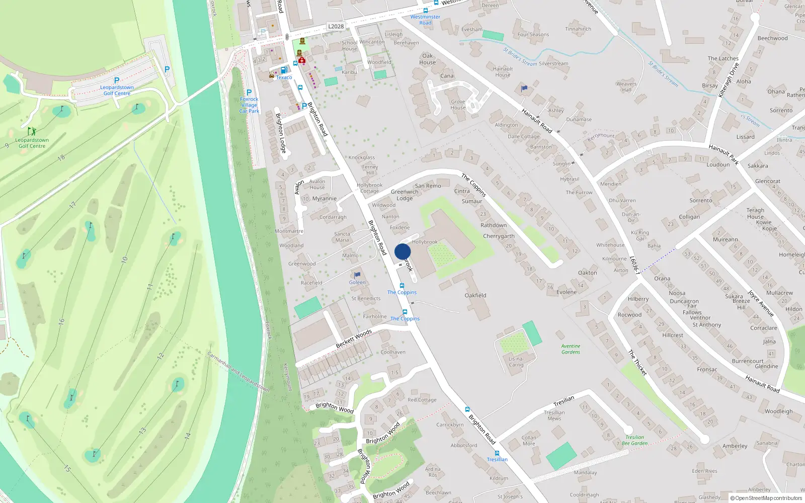 Overhead map showing the location of 33 Hollybrook, Leopardstown