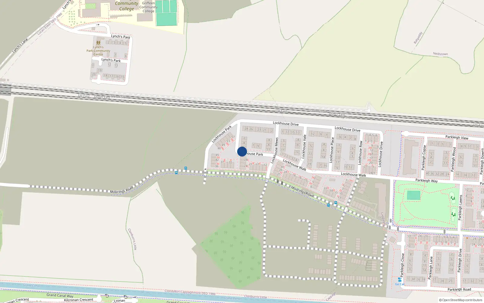 Overhead map showing the location of 33 Lockhouse Park, Clonburris Little