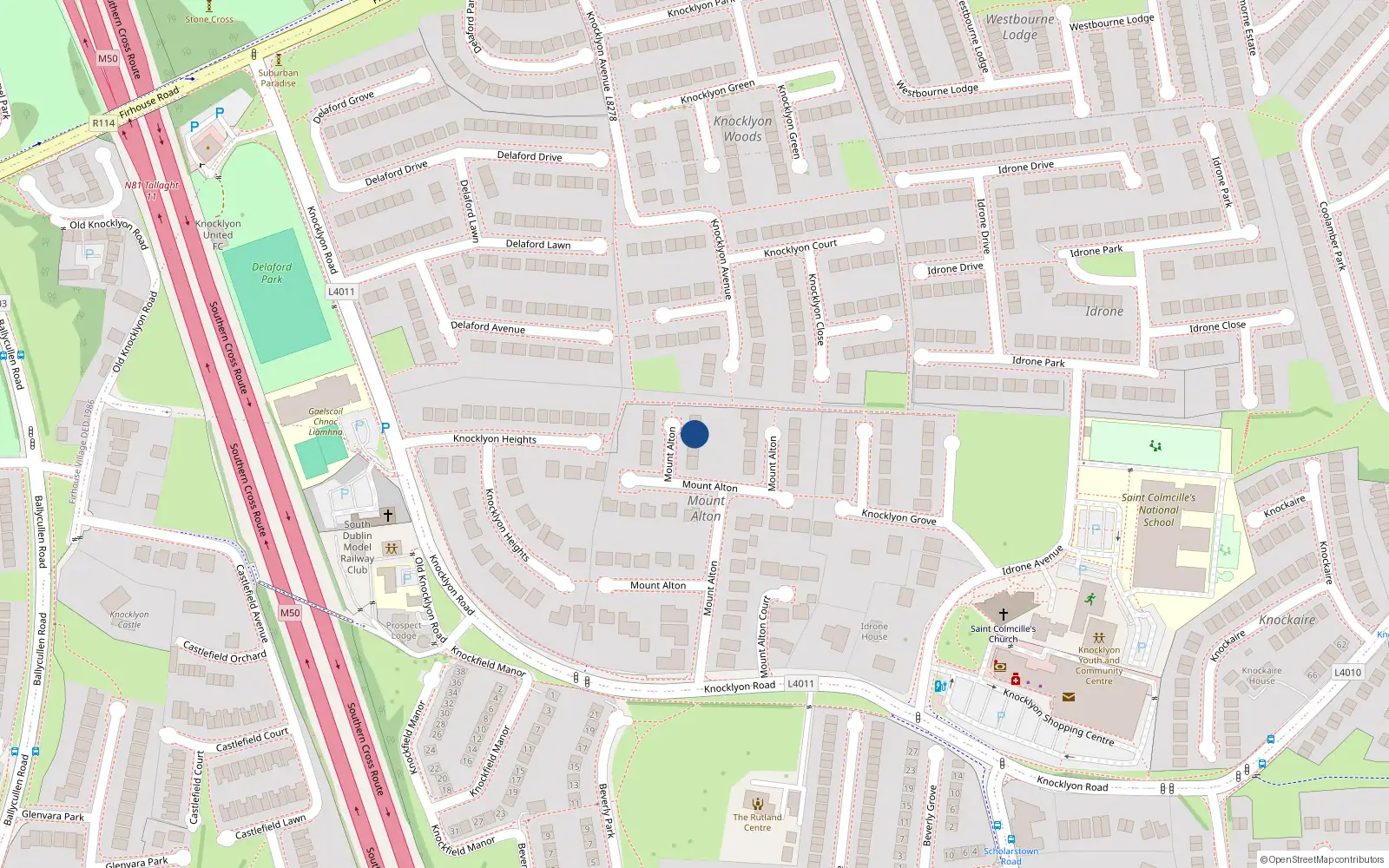 Overhead map showing the location of 33 Mount Alton, Dublin 16