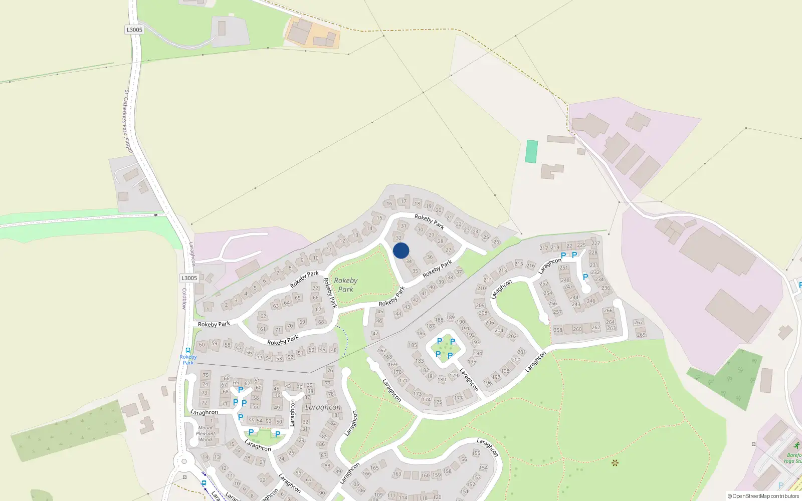 Overhead map showing the location of 33 Rokeby Park, Lucan