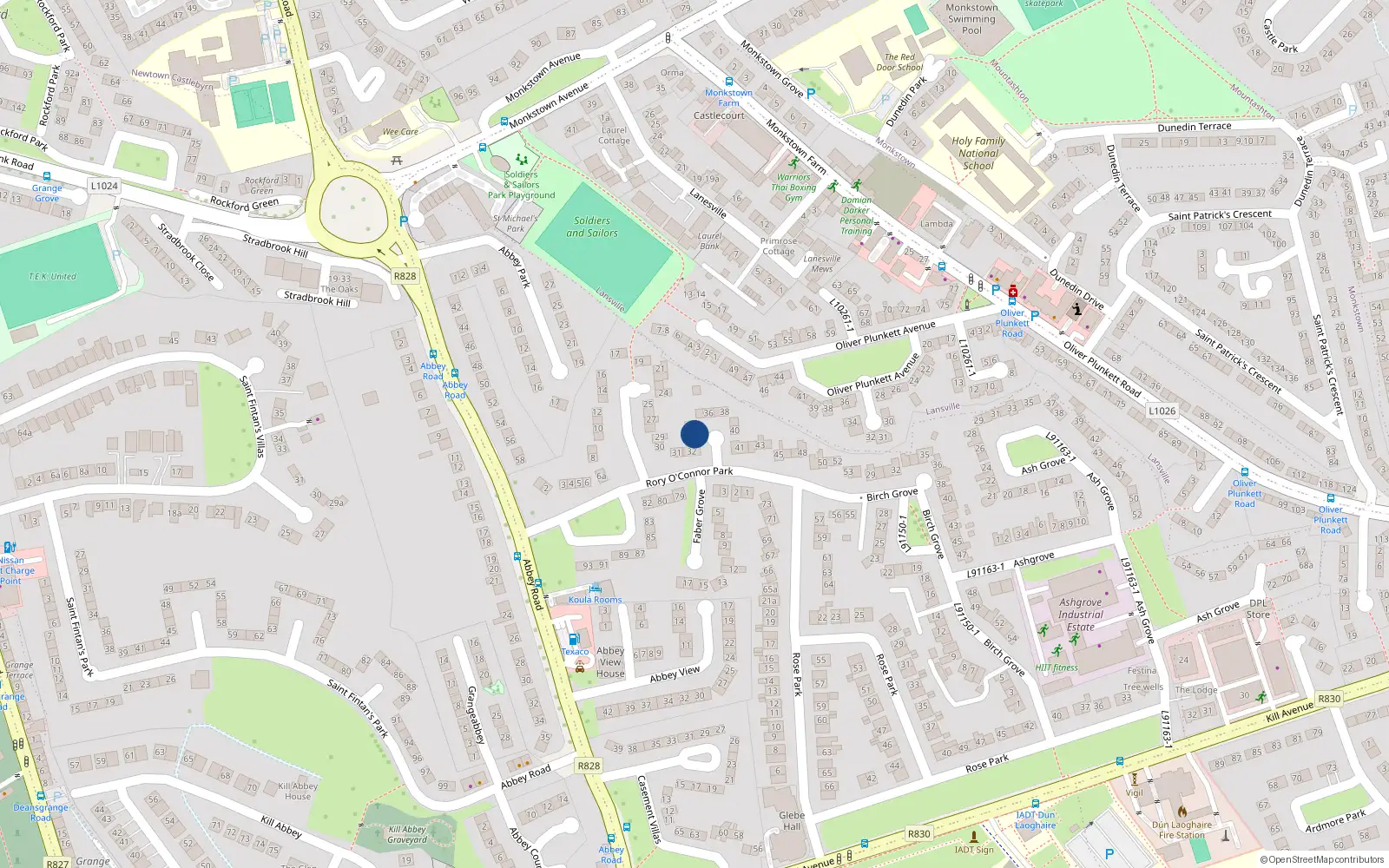 Overhead map showing the location of 33 Rory O'Connor Park, Co Dublin