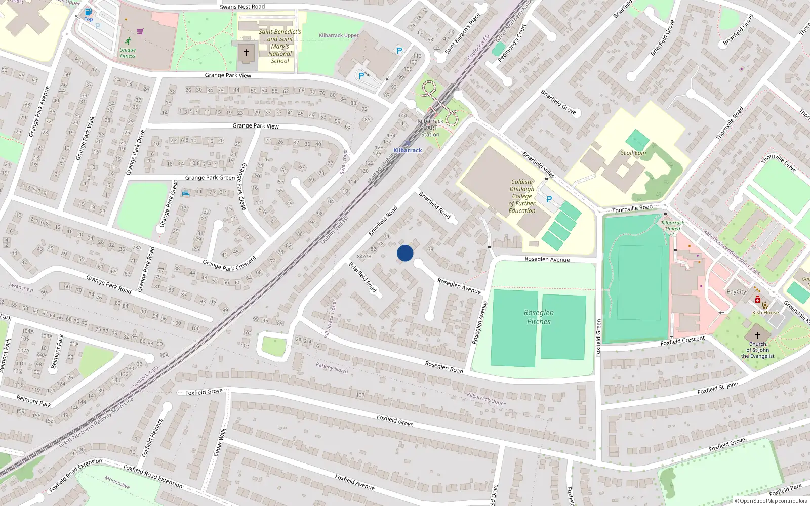 Overhead map showing the location of 33 Roseglen Avenue, Dublin 5