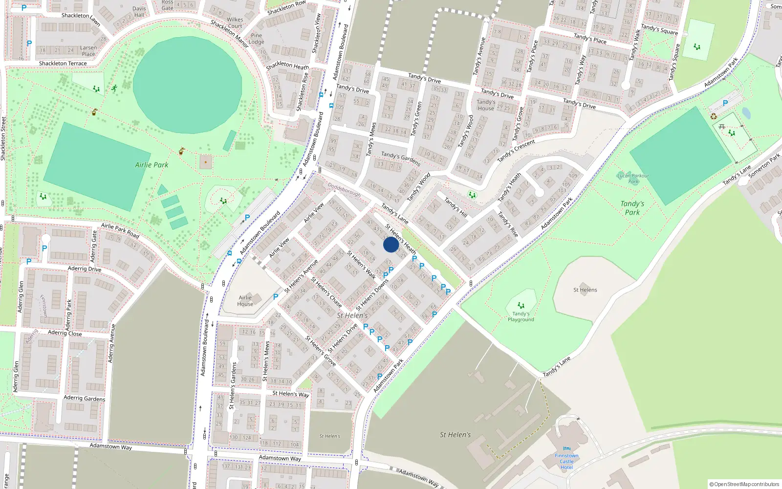 Overhead map showing the location of 33 Saint Helen's Heath, Lucan