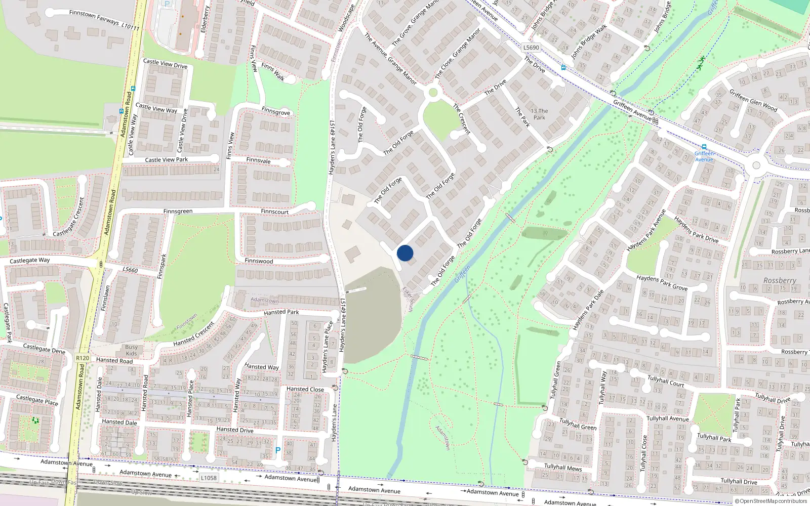 Overhead map showing the location of 33 The Old Forge, Lucan