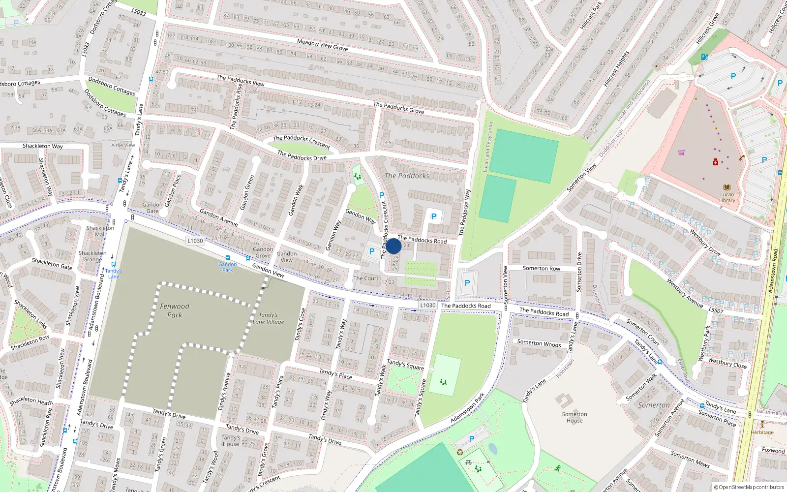 Overhead map showing the location of 33 the Paddocks Square, Adamstown, Dublin