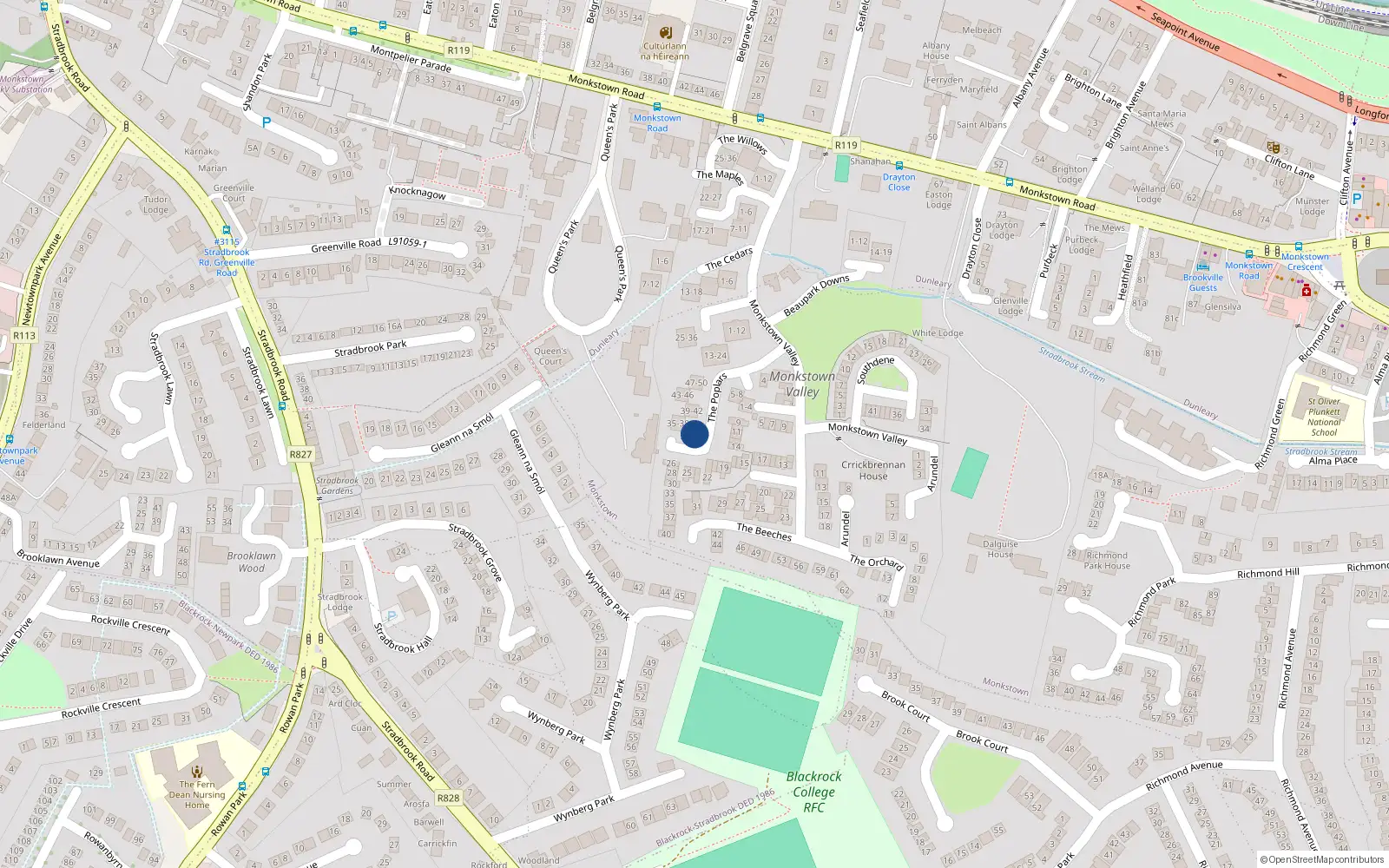 Overhead map showing the location of 33 the Poplars, Monkstown Valley, Monkstown