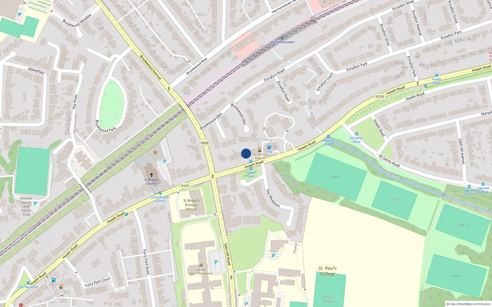 Overhead map showing the location of 330 Howth Road, Dublin 5