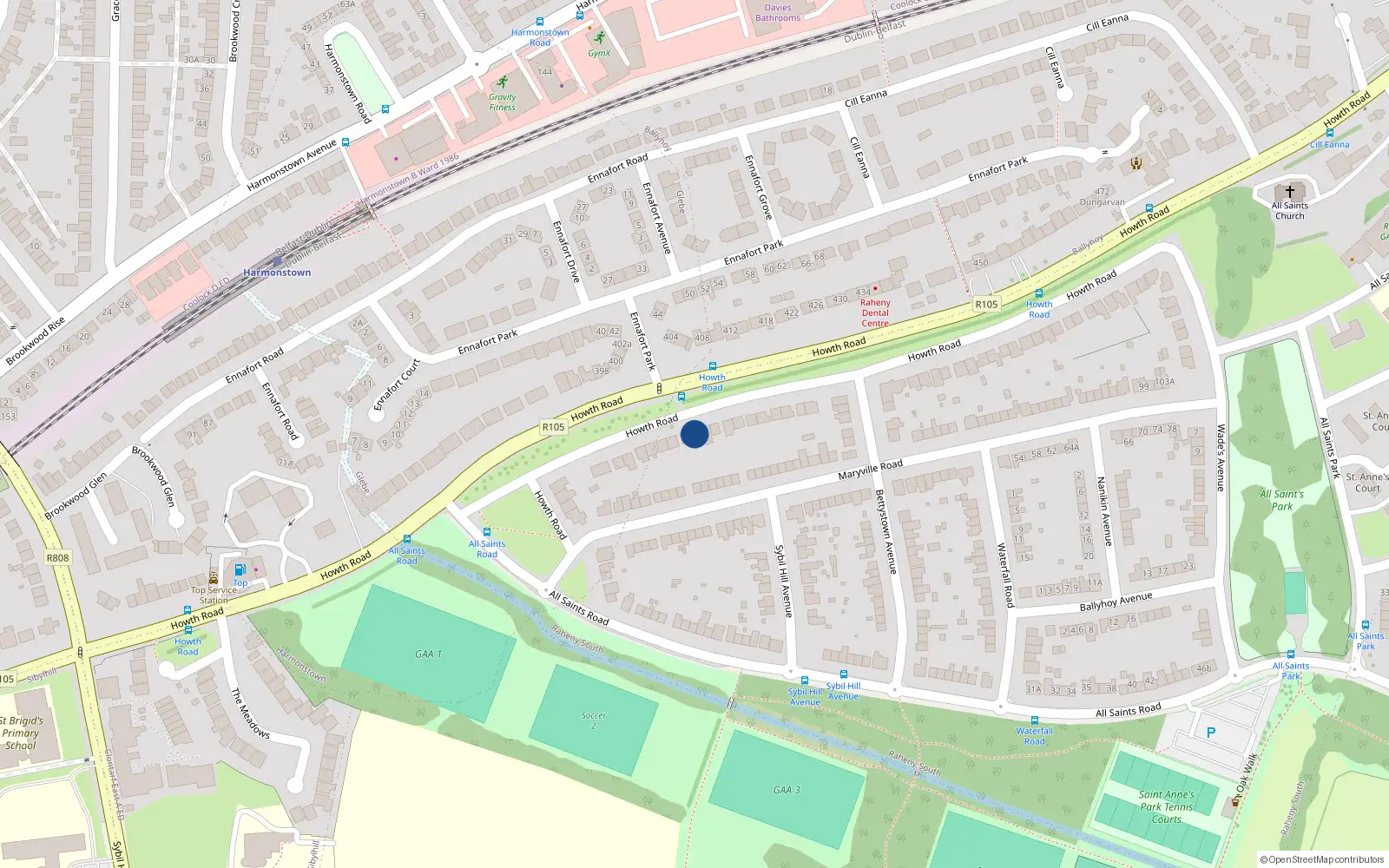 Overhead map showing the location of 331 Howth Road, Dublin 5