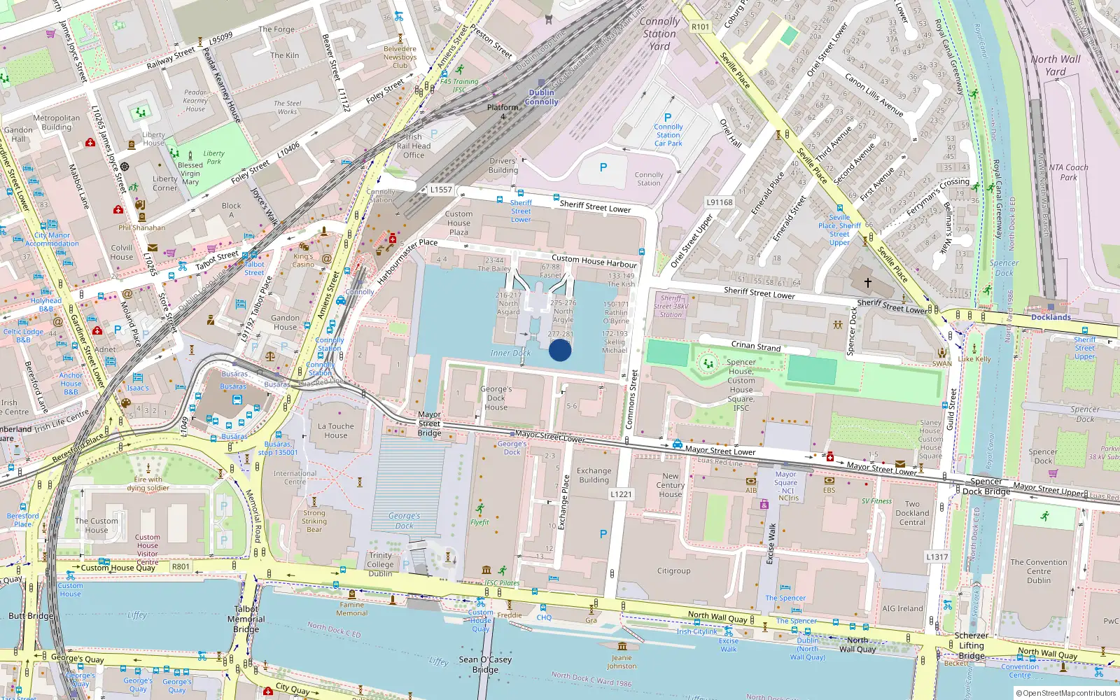 Overhead map showing the location of 330-333 Custom House Harbour, Dublin 1