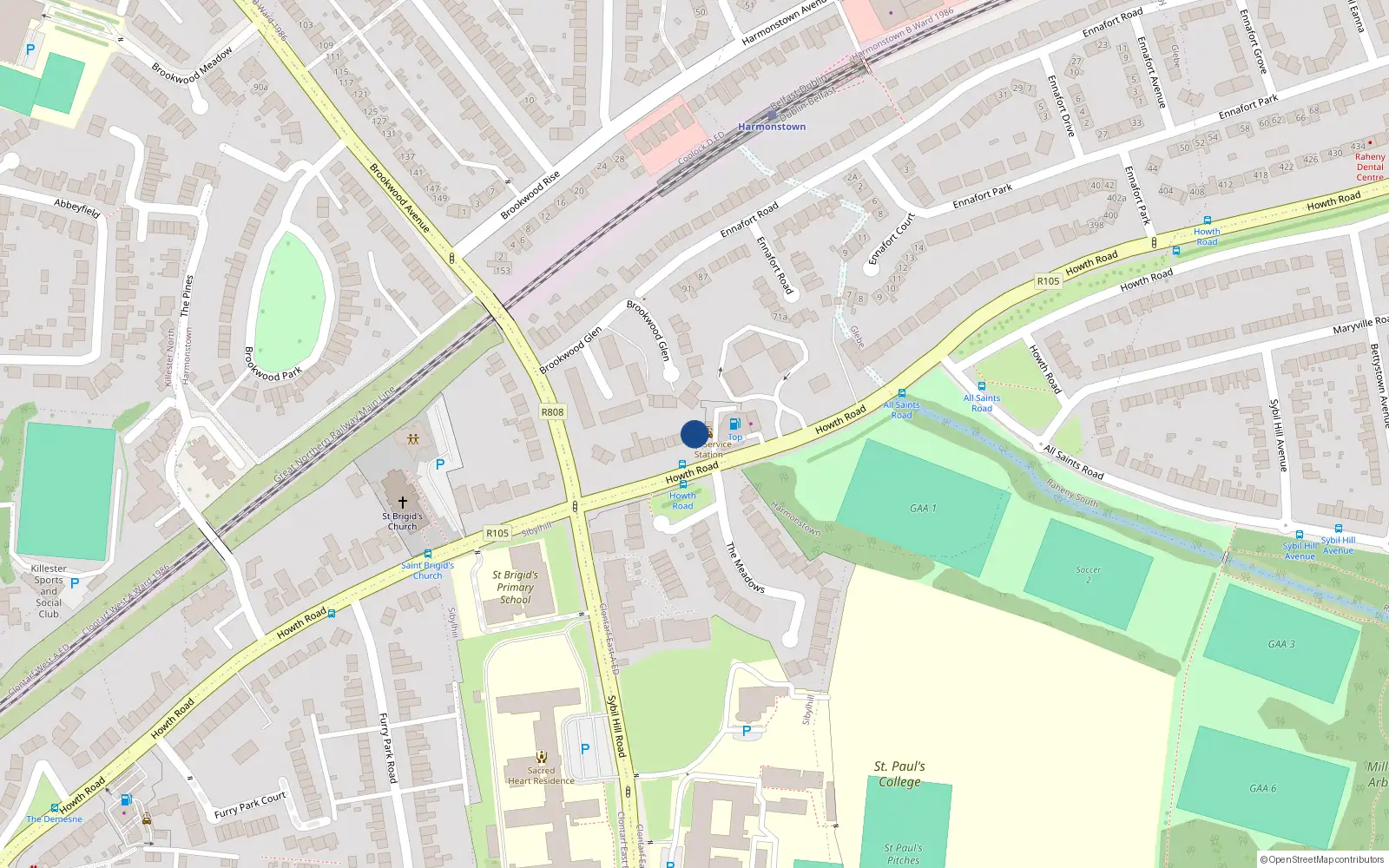 Overhead map showing the location of 336 Howth Road, Dublin 5