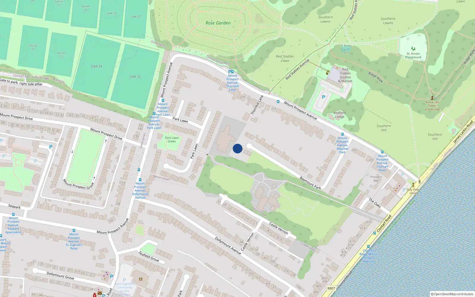 Overhead map showing the location of 34 Baymount Park, Dublin 3
