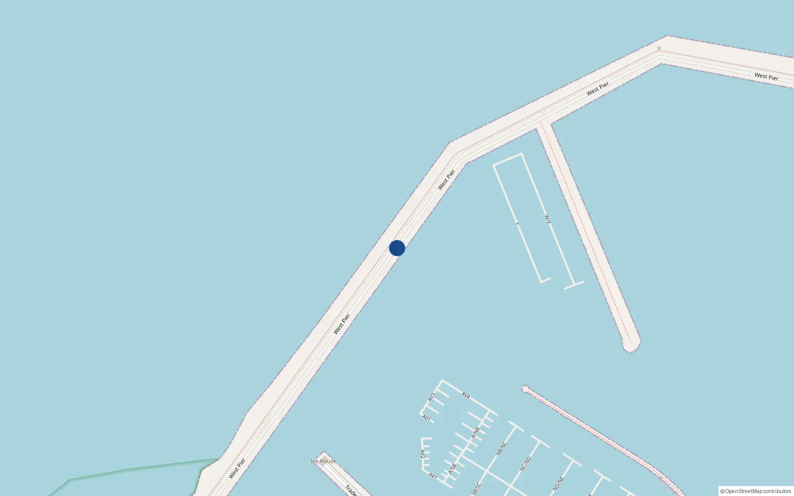 Overhead map showing the location of 34 Clearwater Cove, West Pier, Dún Laoghaire