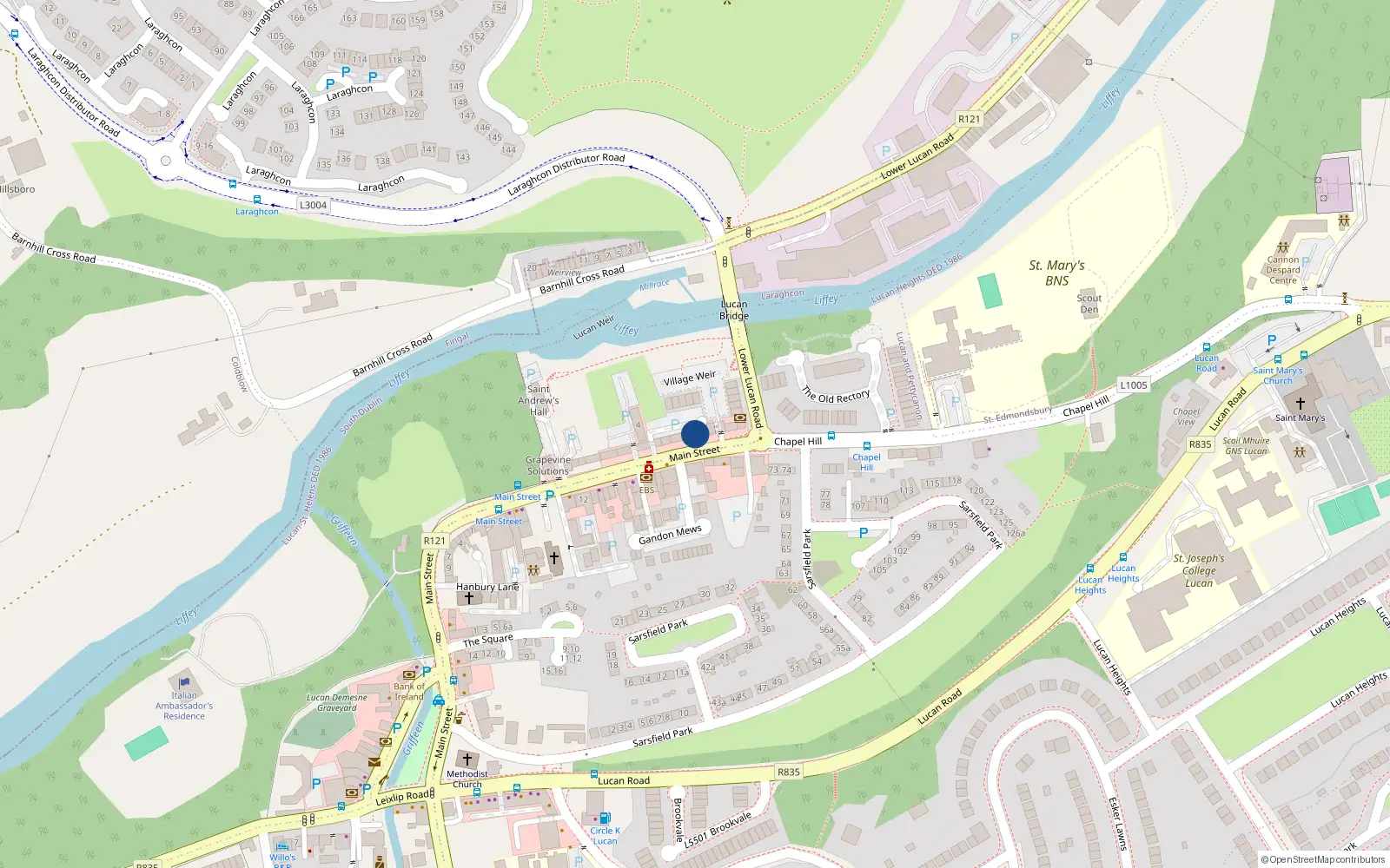 Overhead map showing the location of 34 Griffin Glen Blvd, Lucan, Dublin
