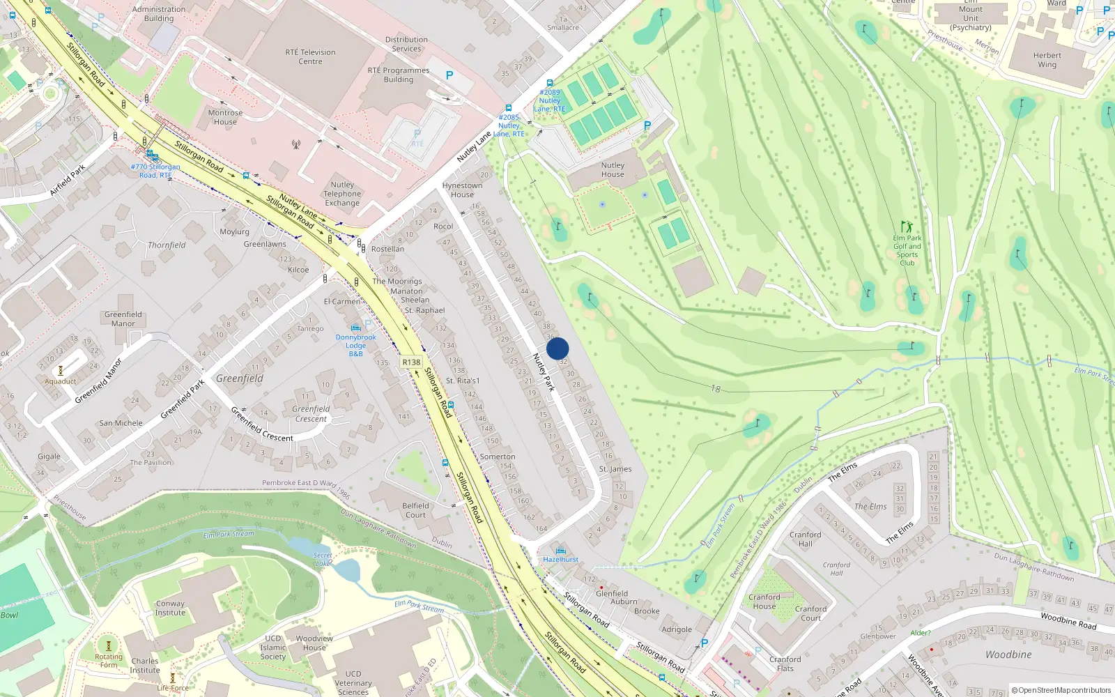 Overhead map showing the location of 34 Nutley Park, Priesthouse