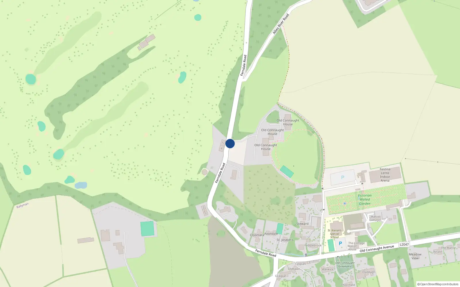 Overhead map showing the location of 34 Old Connaught House, Ferndale Road, Rathmichael