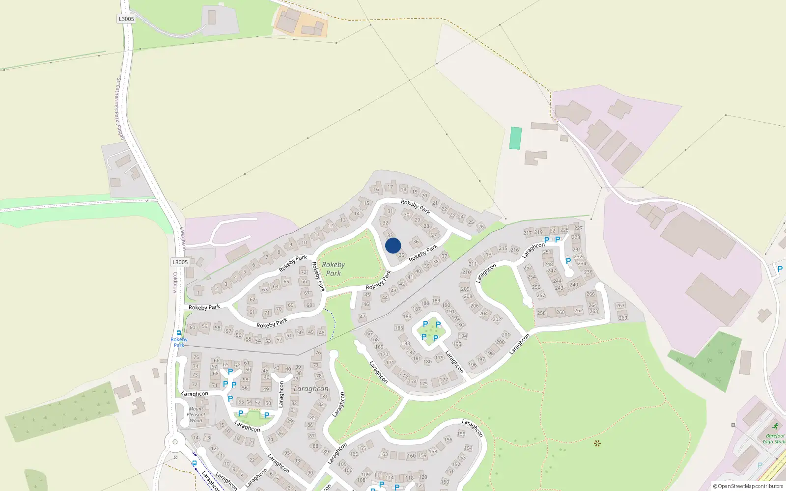 Overhead map showing the location of 34 Rokeby Park, Lucan