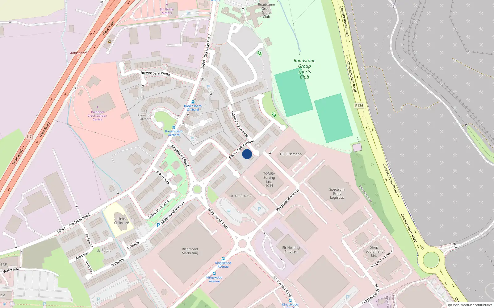 Overhead map showing the location of 34 Silken Park Avenue, Dublin 22