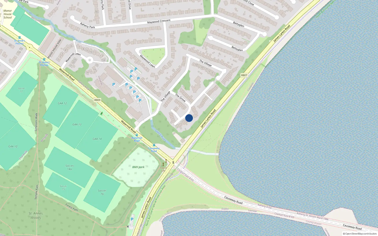 Overhead map showing the location of 34 the Grove, Bettyglen, Raheny Dublin 5