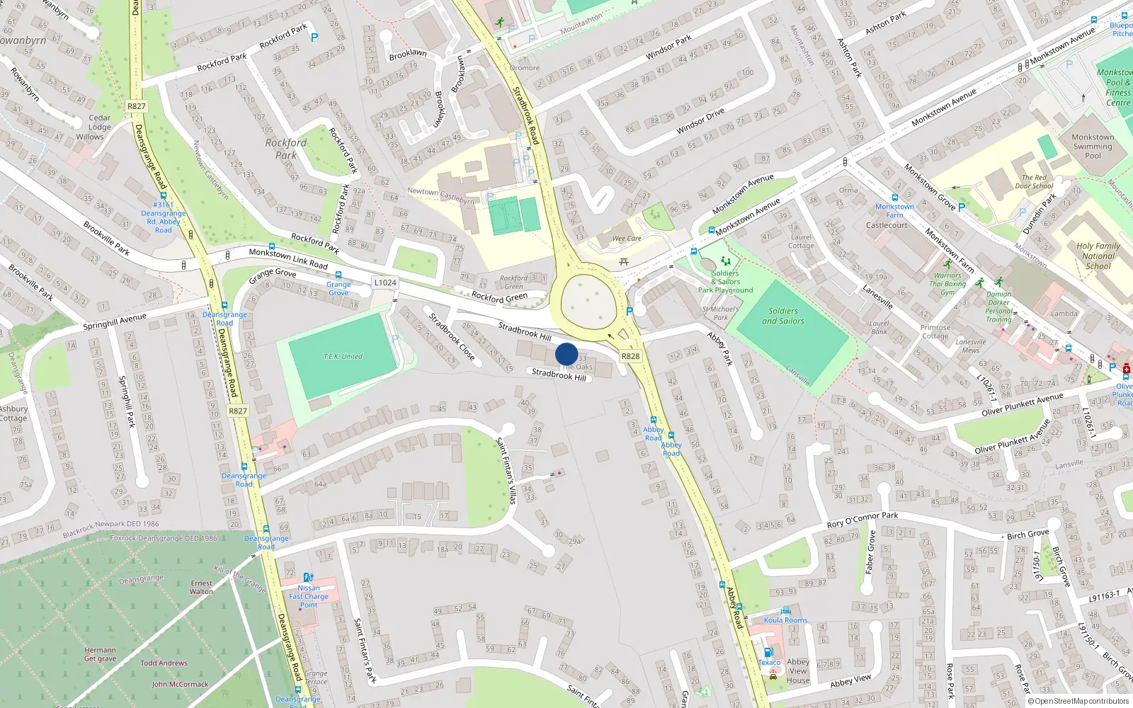 Overhead map showing the location of 34 the Sycamores, Stradbook Hill, Blackrock