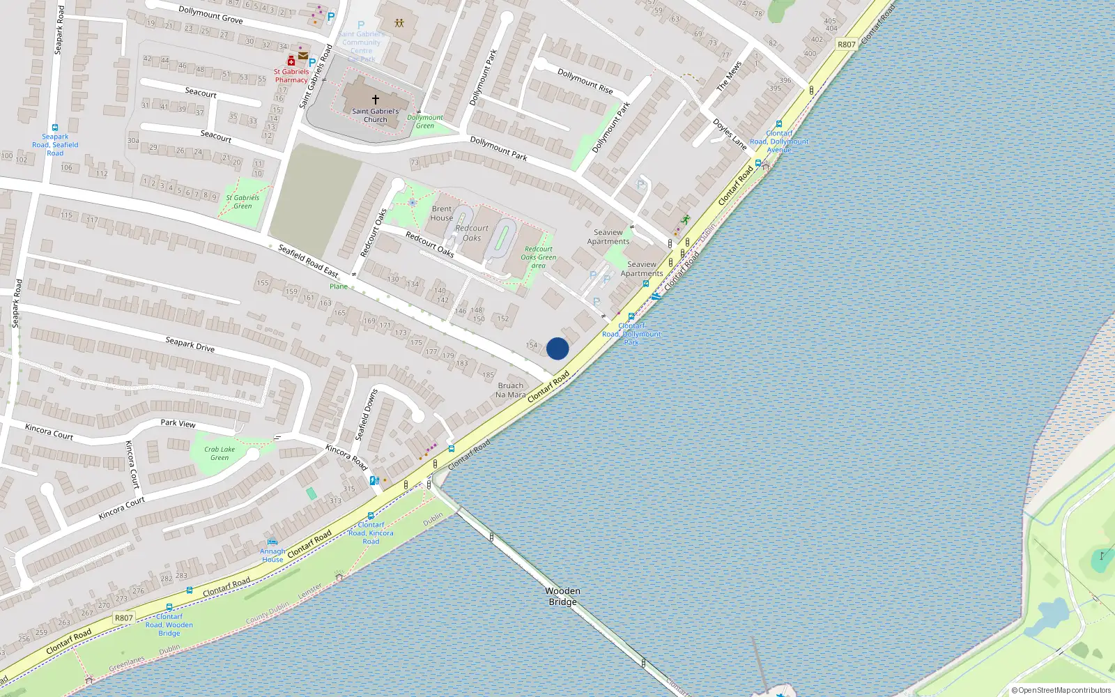 Overhead map showing the location of 341 Clontarf Road, Dublin 3