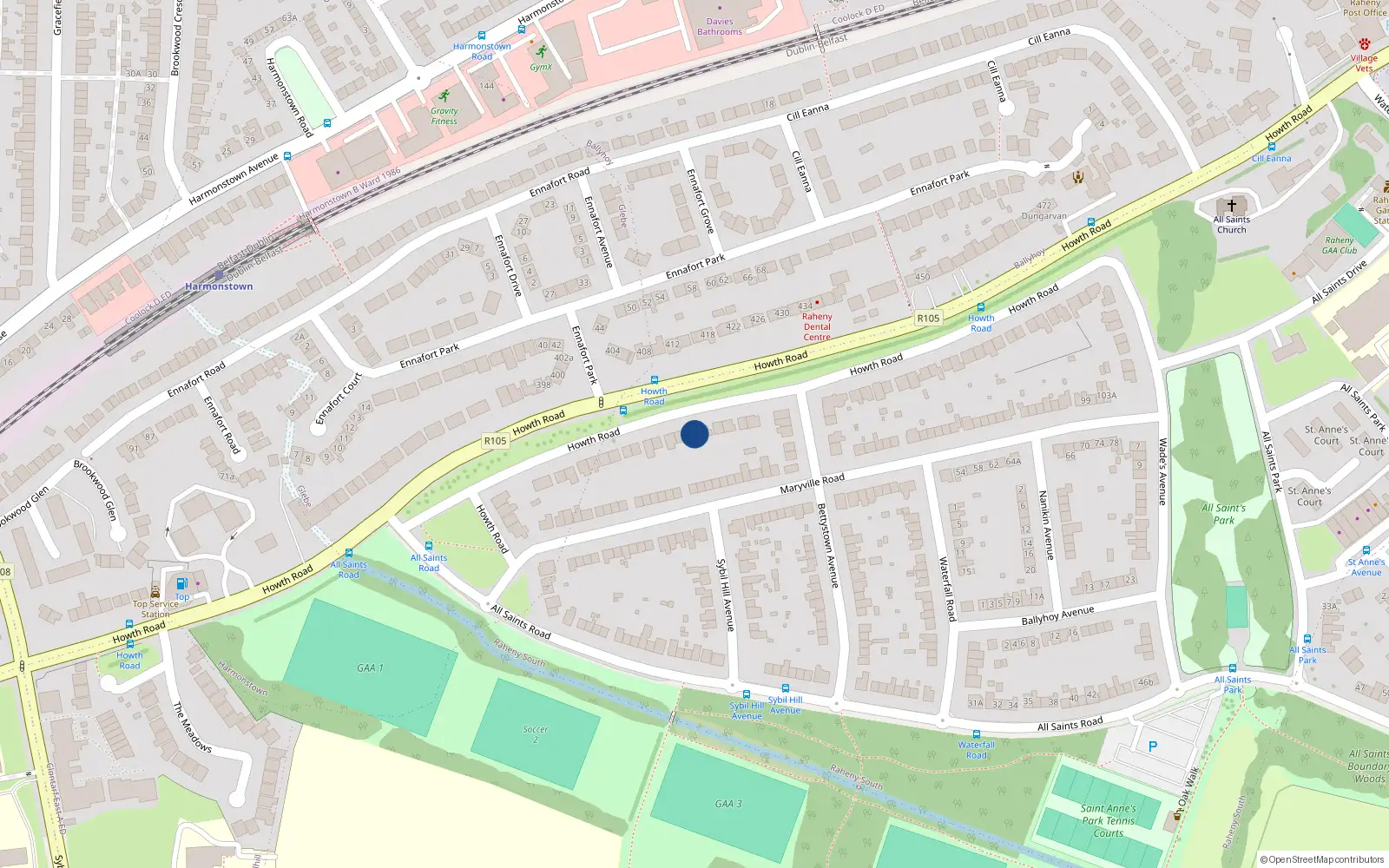 Overhead map showing the location of 341 Howth Road, Dublin 5