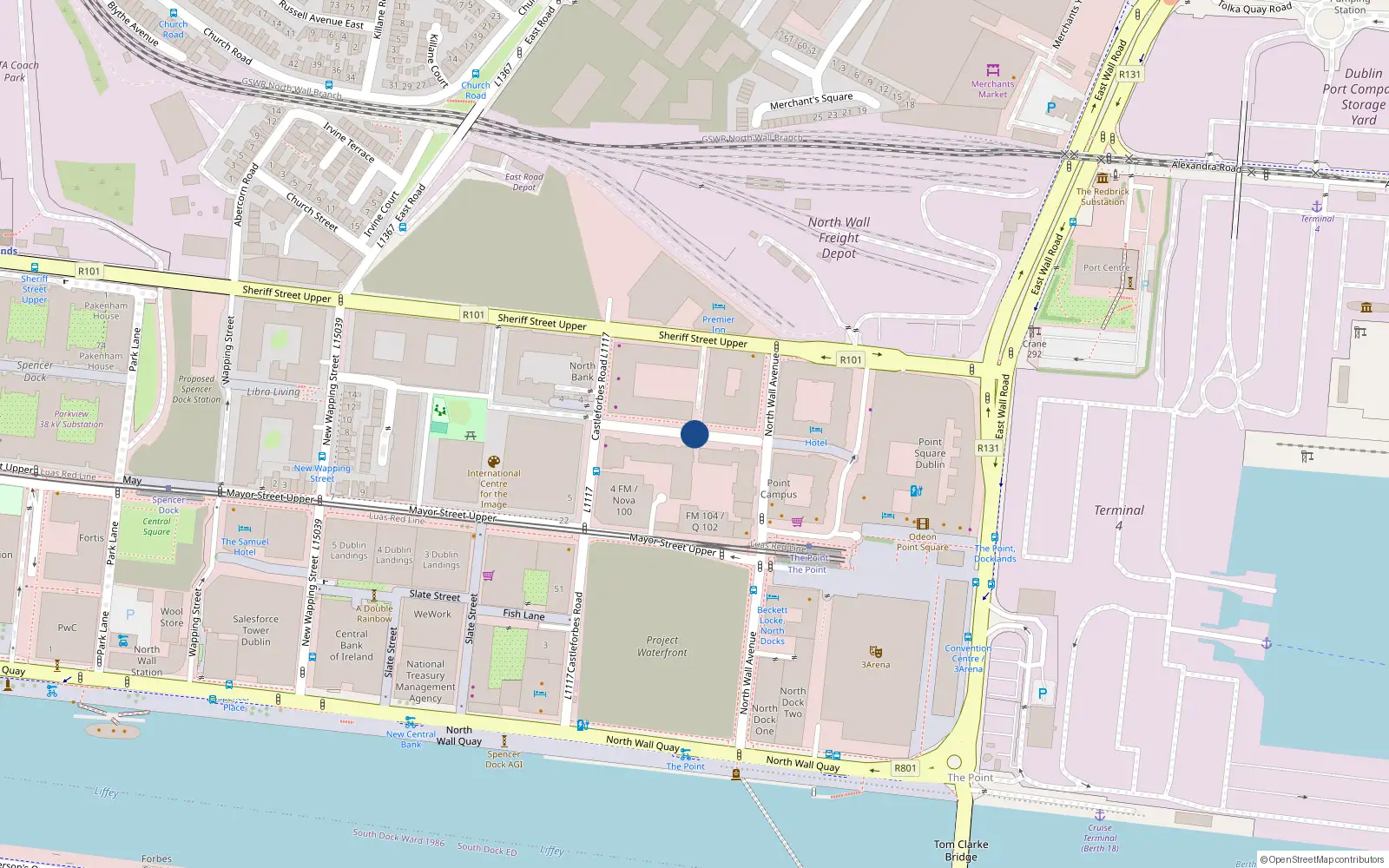 Overhead map showing the location of 343 Castleforbes Square, Dublin 1