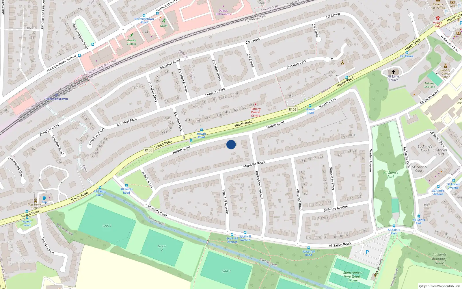 Overhead map showing the location of 349 Howth Road, Dublin 5