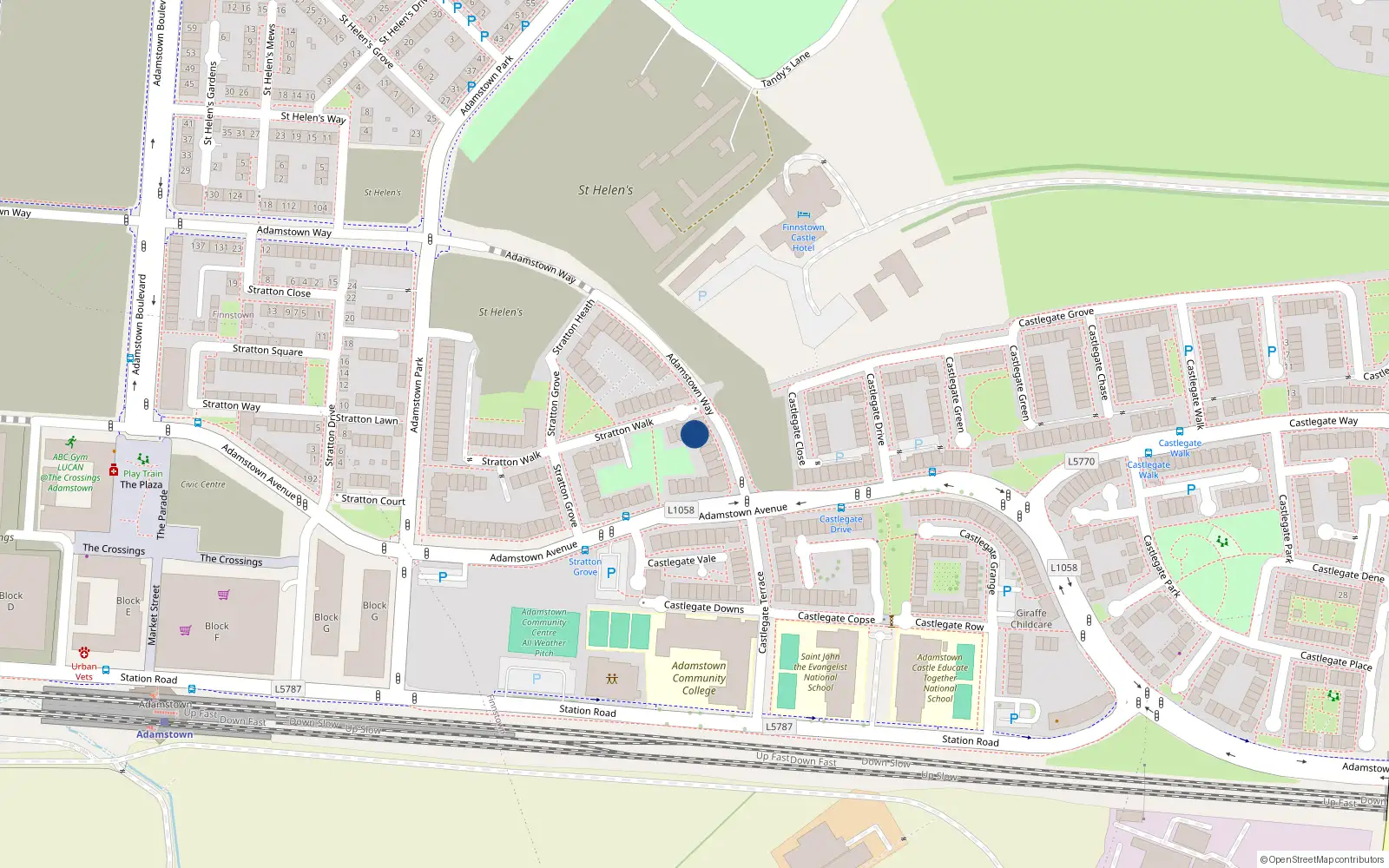 Overhead map showing the location of 35 Adamstown Way, Lucan