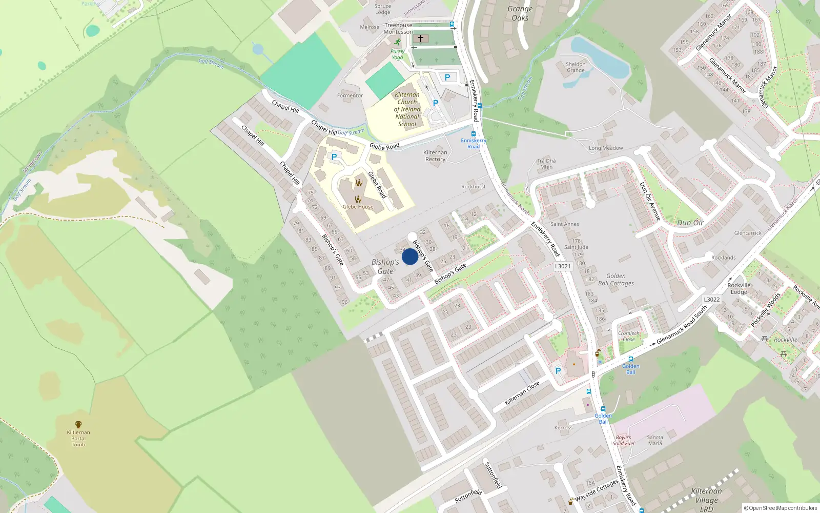 Overhead map showing the location of 35 Bishops Gate, Dublin 18