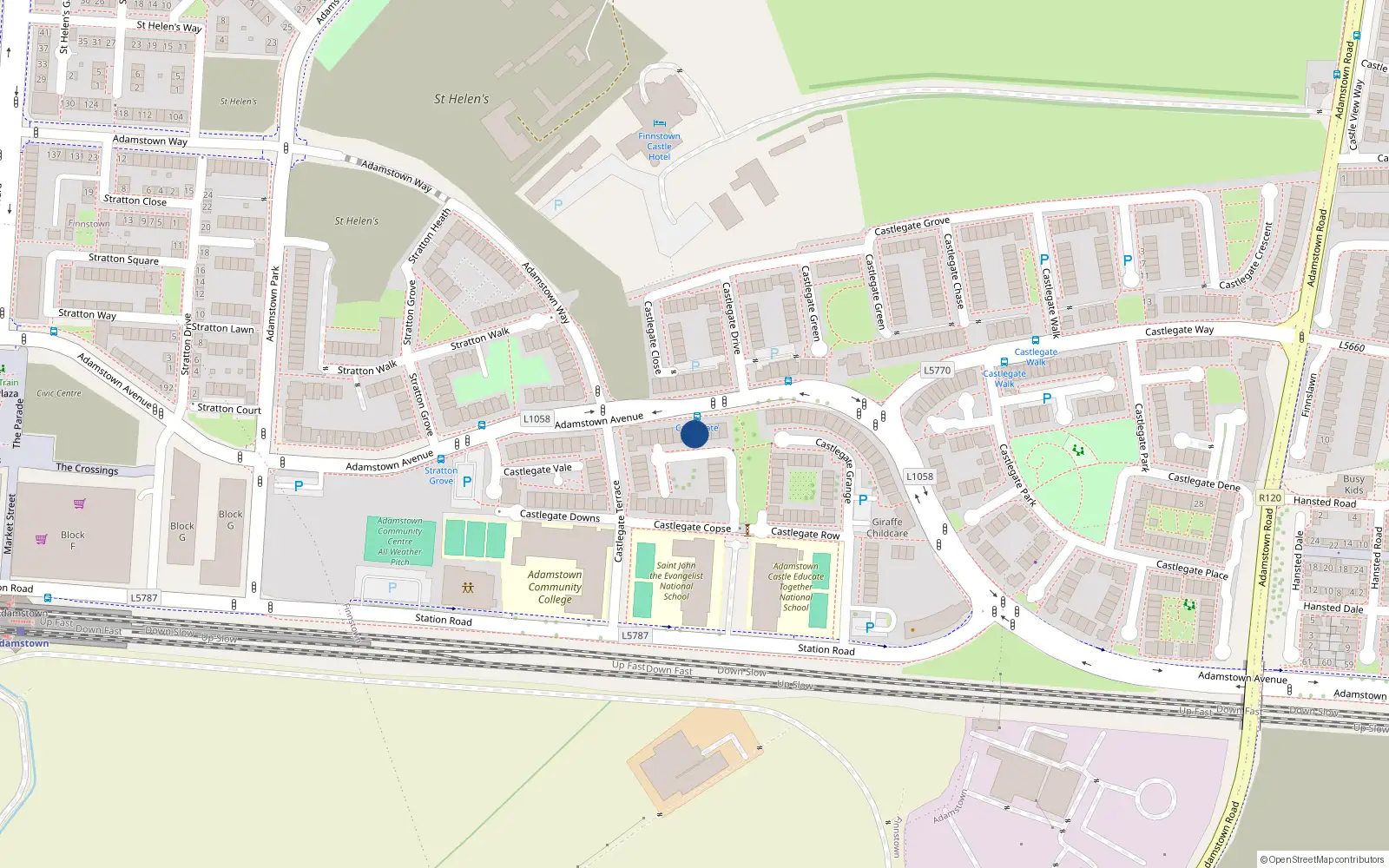 Overhead map showing the location of 35 Castlegate Copse, Lucan