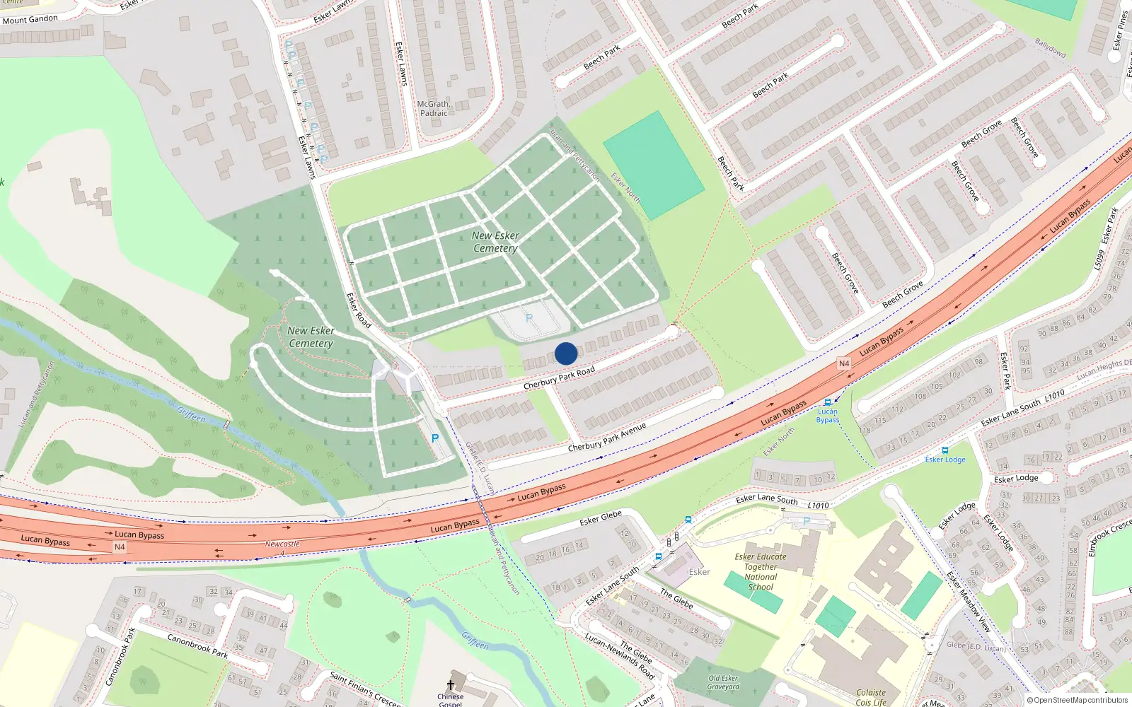 Overhead map showing the location of 35 Cherbury Park Road, Lucan