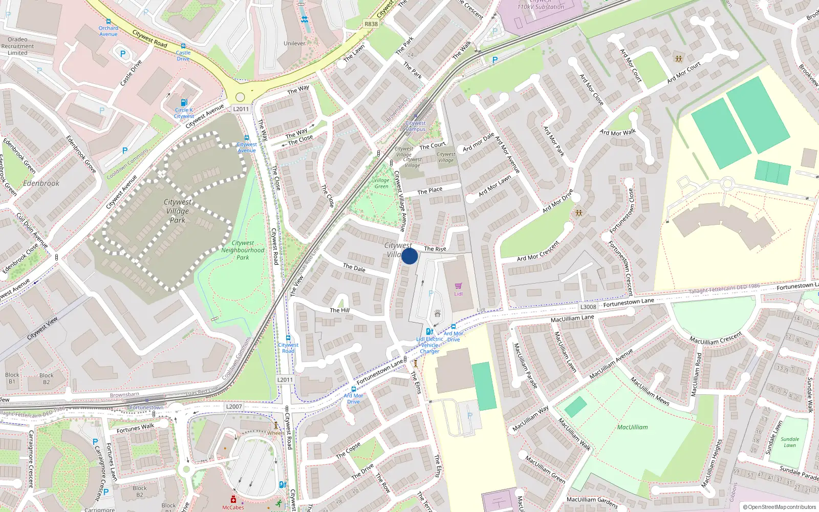 Overhead map showing the location of 35 Citywest Village Avenue, Citywest