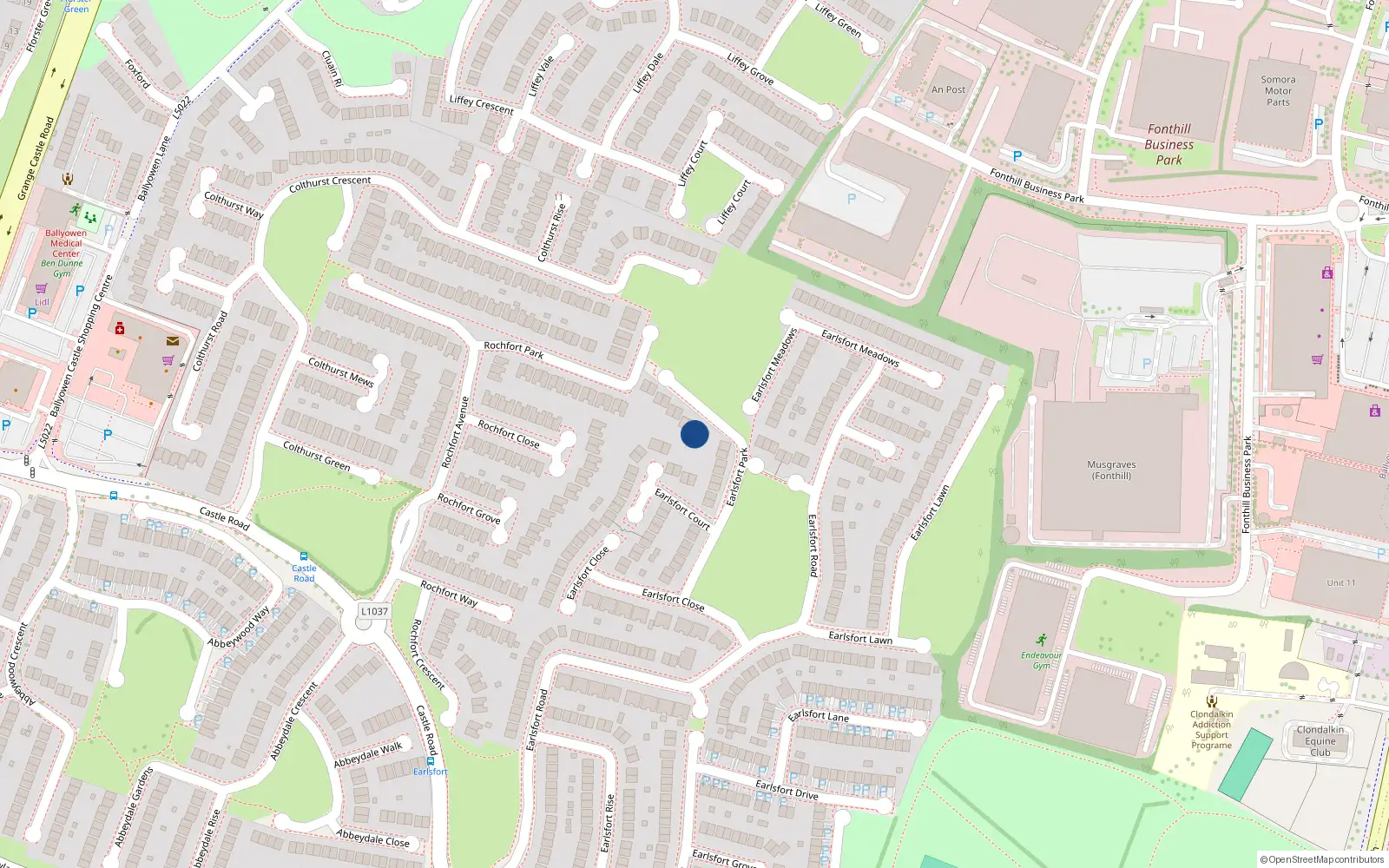 Overhead map showing the location of 35 Earlsfort Park, Lucan