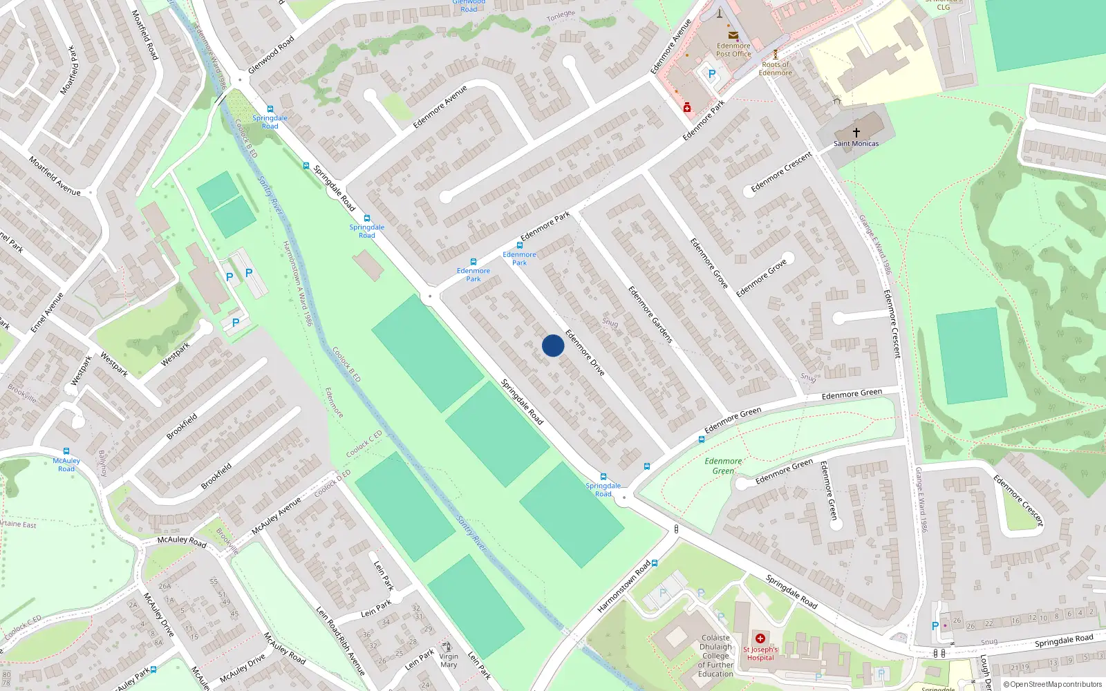 Overhead map showing the location of 35 Edenmore Drive, Dublin 5