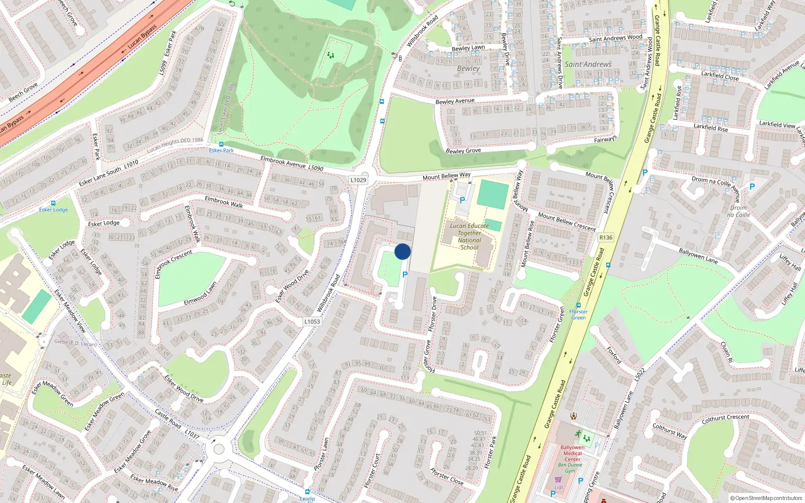 Overhead map showing the location of 35 Fforster Square, Lucan
