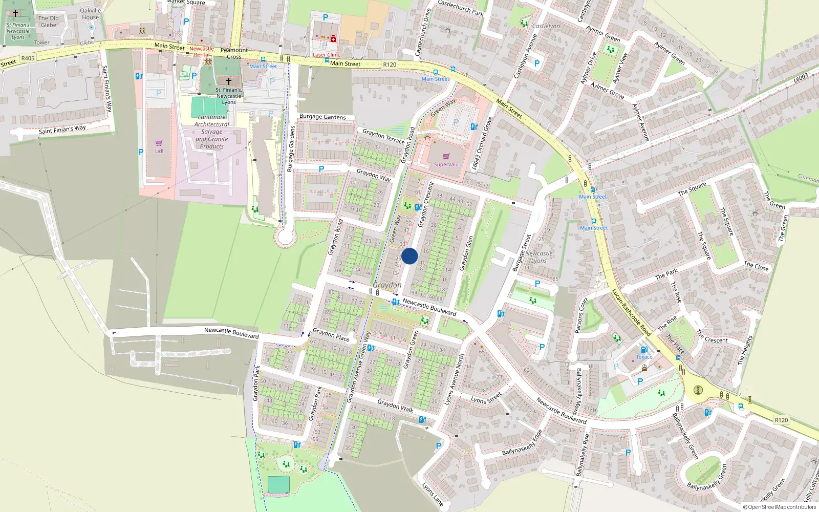 Overhead map showing the location of 35 Graydon Crescent, Newcastle South
