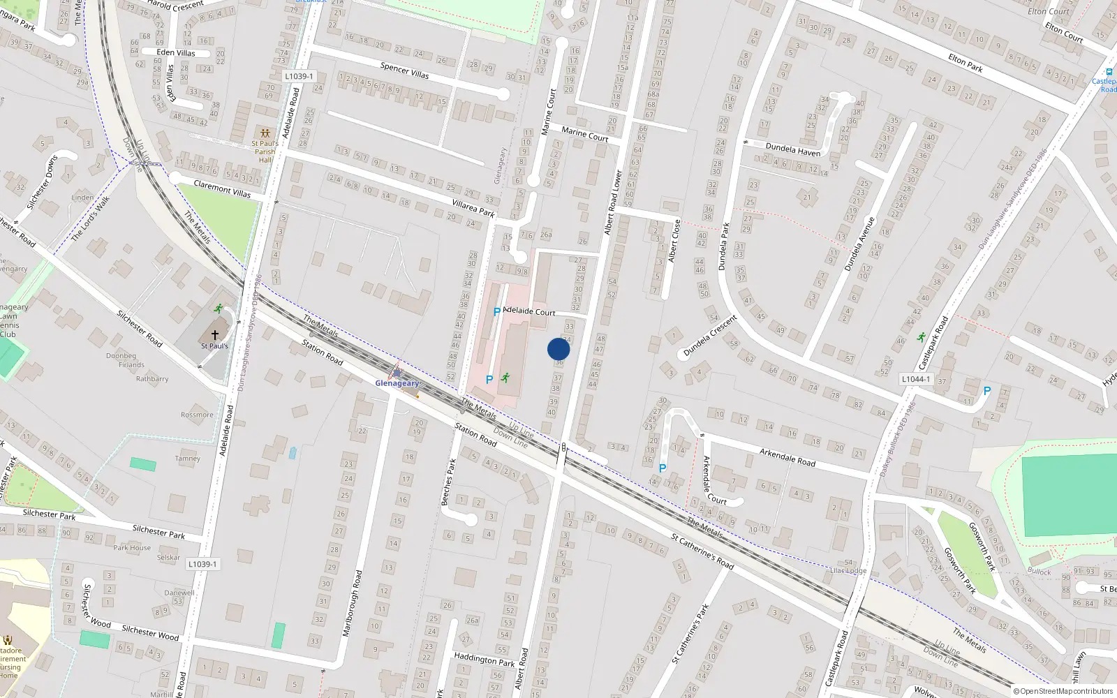 Overhead map showing the location of 35 Albert Road Lower, Dublin