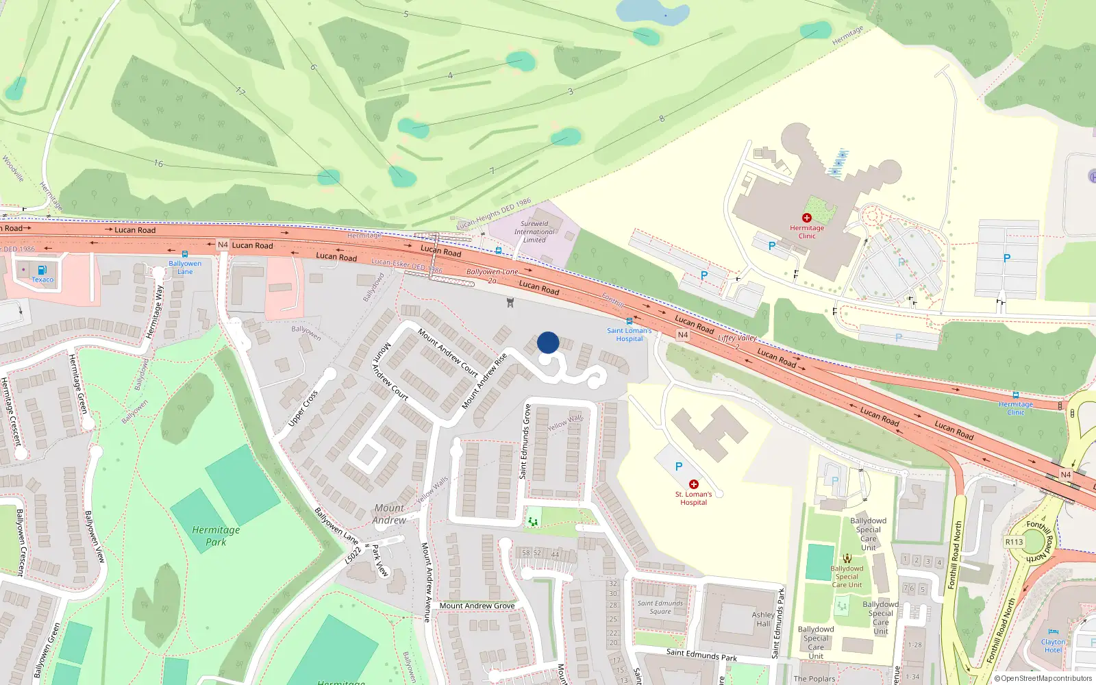 Overhead map showing the location of 35 Mount Andrew Rise, Lucan, Co Dublin