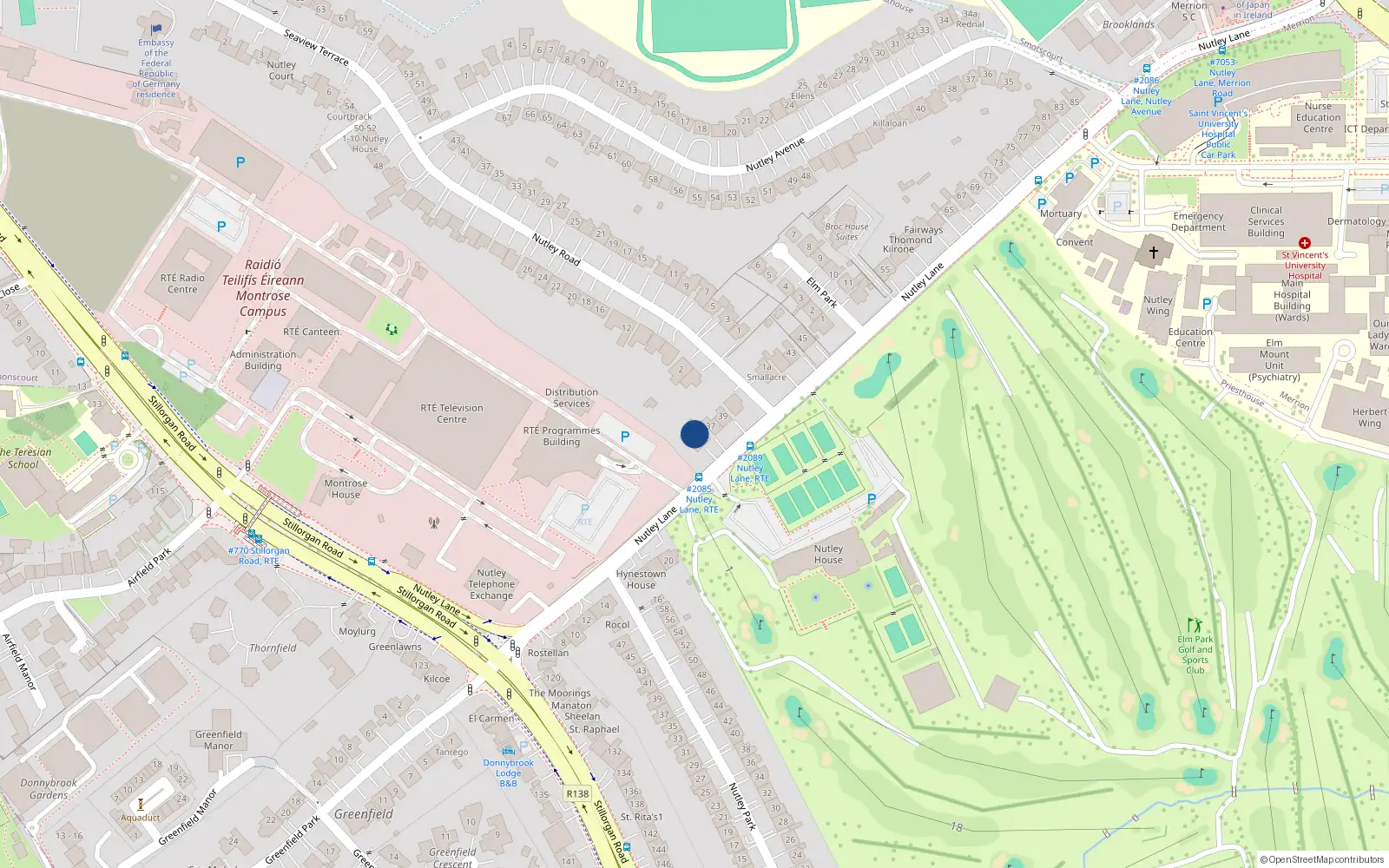 Overhead map showing the location of 35 Nutley Lane, Priesthouse