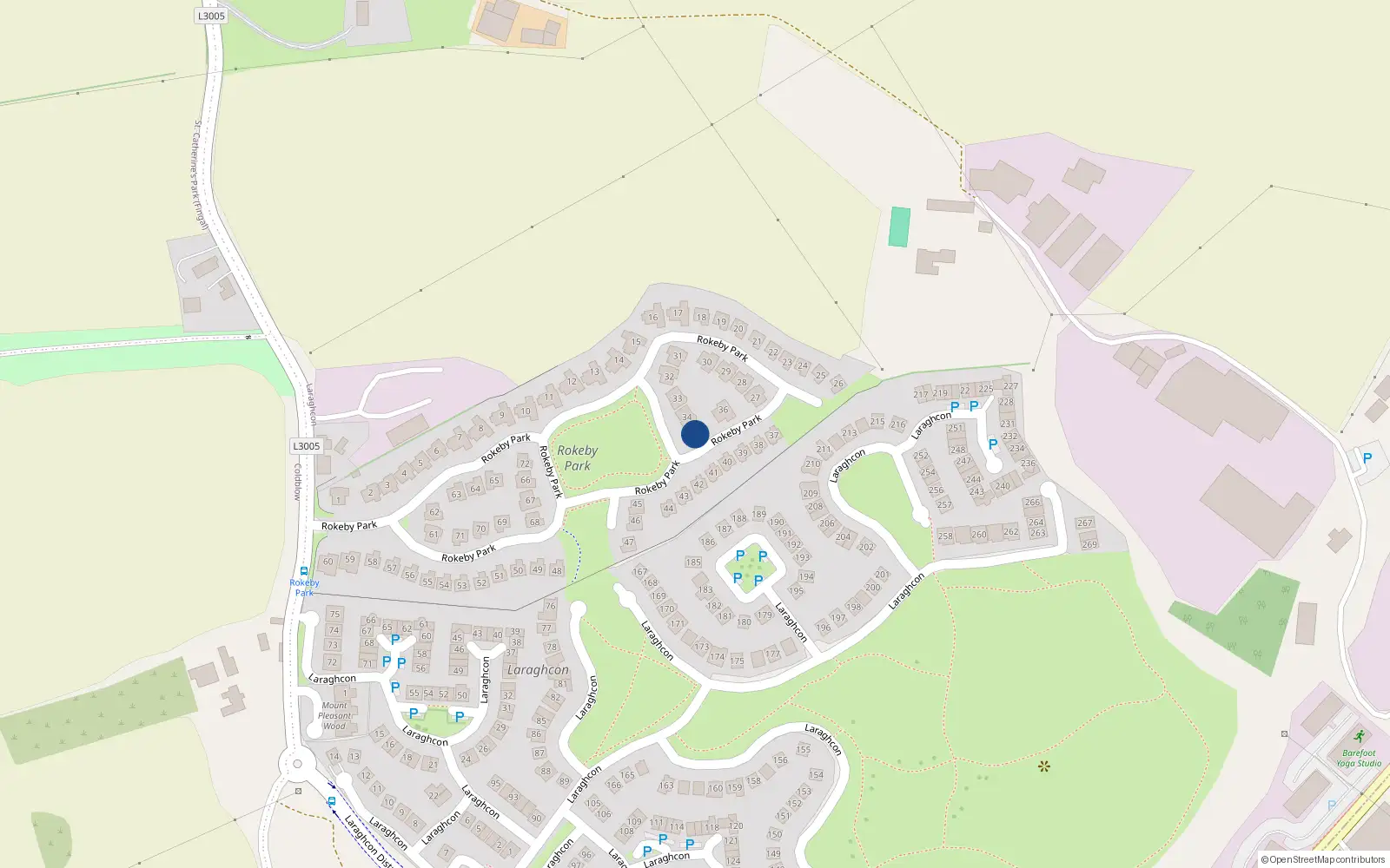 Overhead map showing the location of 35 Rokeby Park, Lucan
