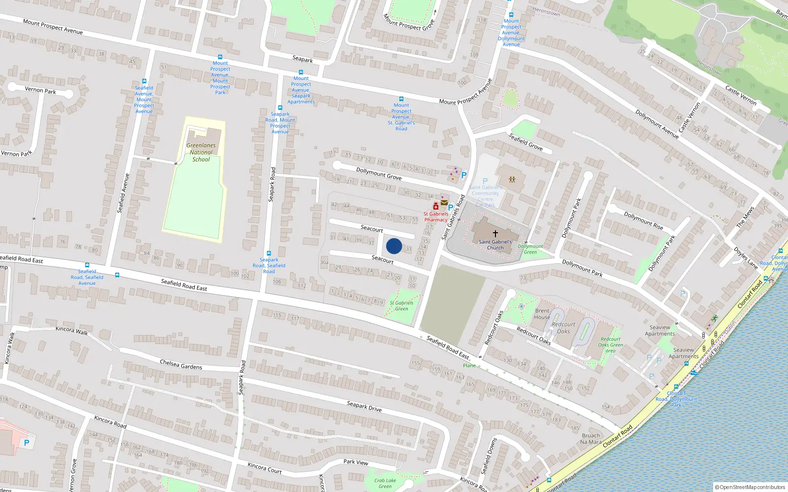 Overhead map showing the location of 35 Seacourt, Dublin 3