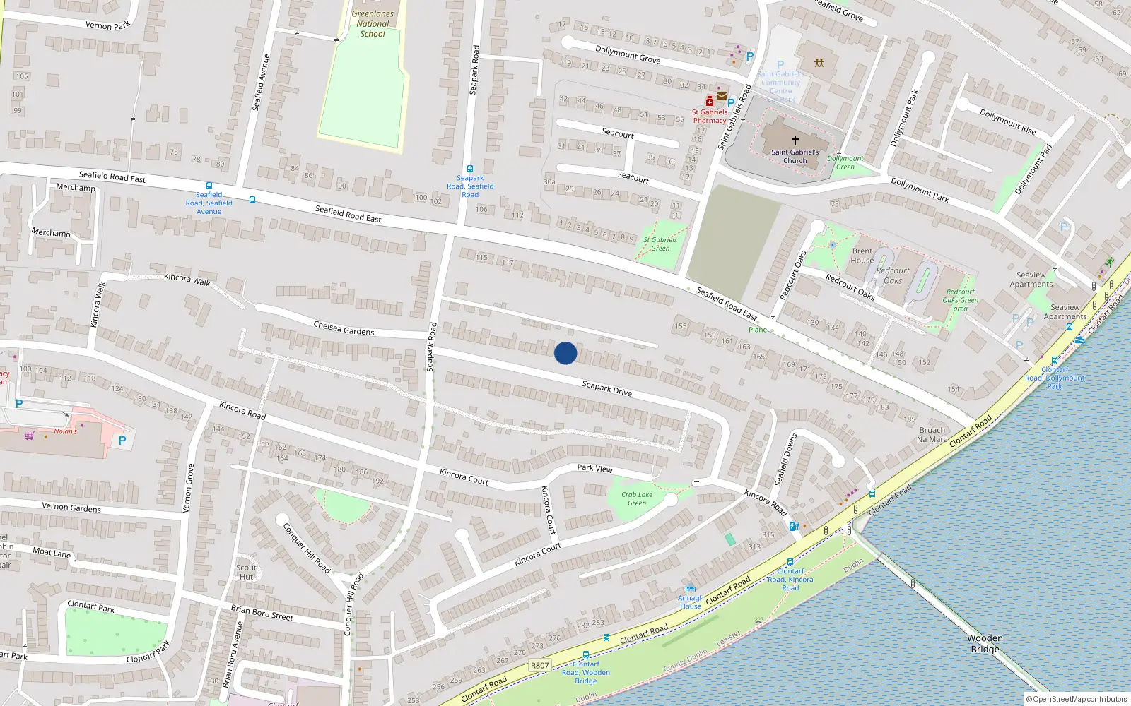 Overhead map showing the location of 35 Seapark Drive, Dublin 3