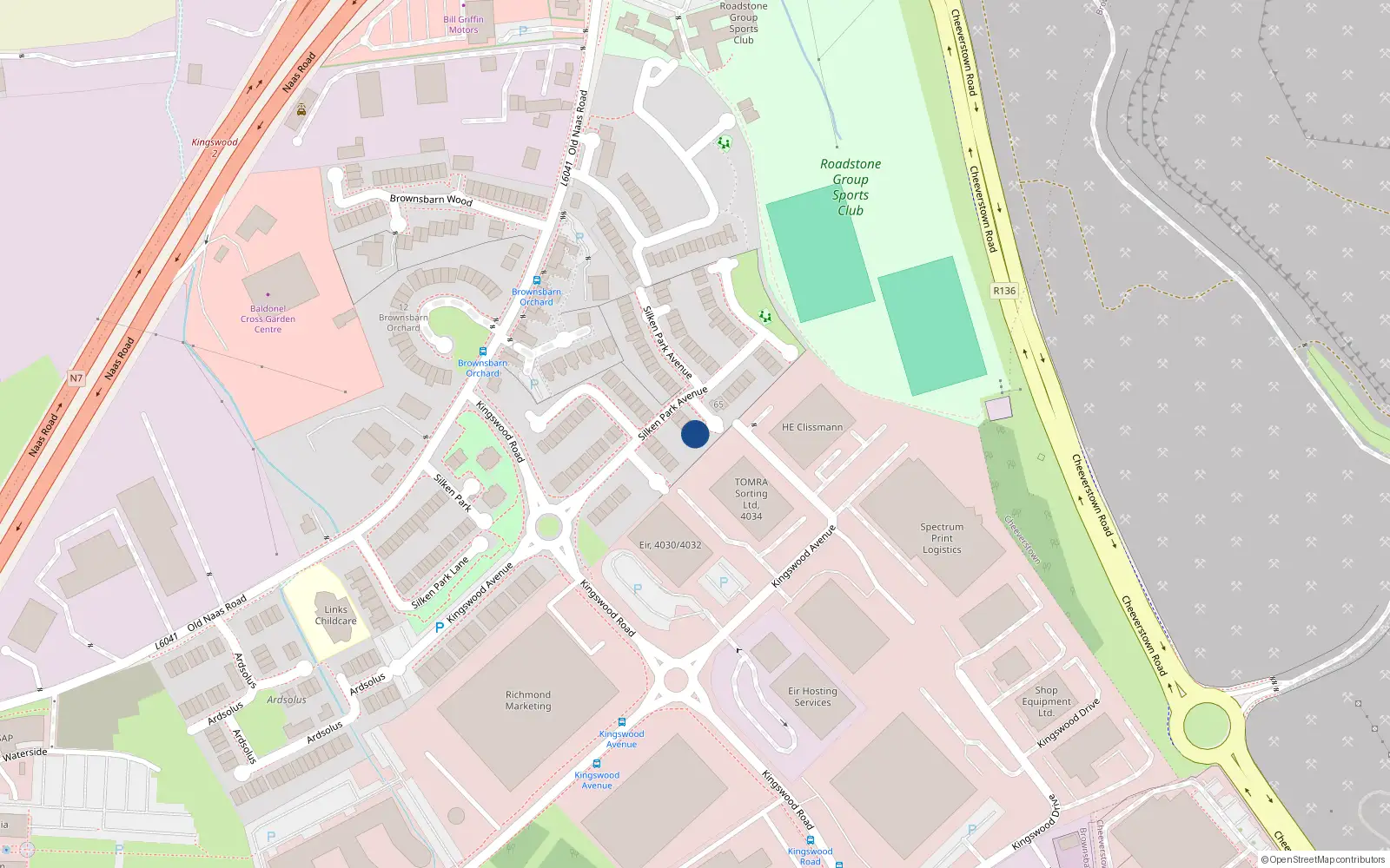 Overhead map showing the location of 35 Silken Park Avenue, Dublin 22