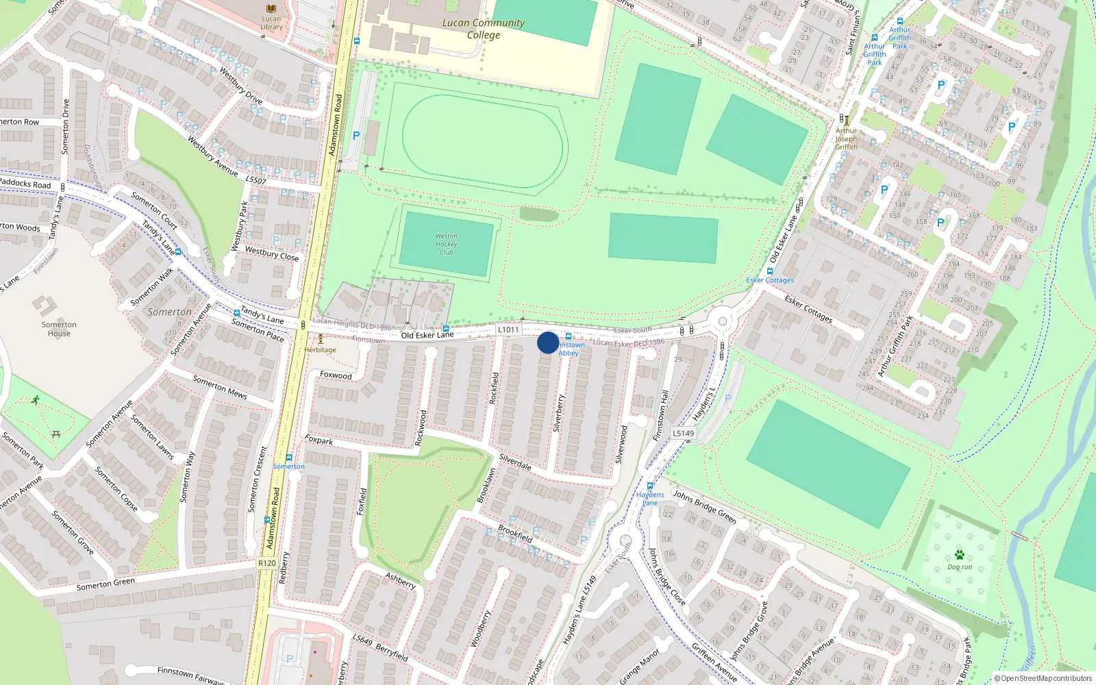 Overhead map showing the location of 35 Silverberry, Lucan