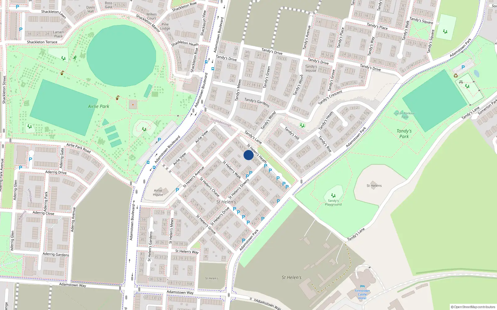 Overhead map showing the location of 35 Saint Helen's Heath, Lucan