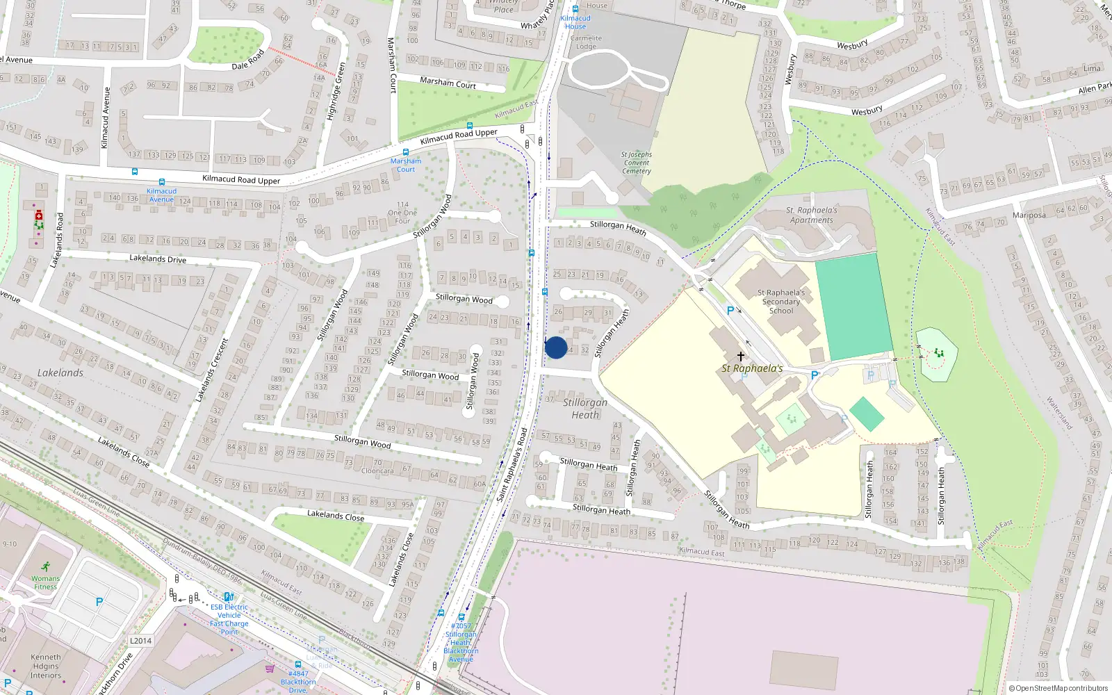 Overhead map showing the location of 35 Stillorgan Heath, Dublin