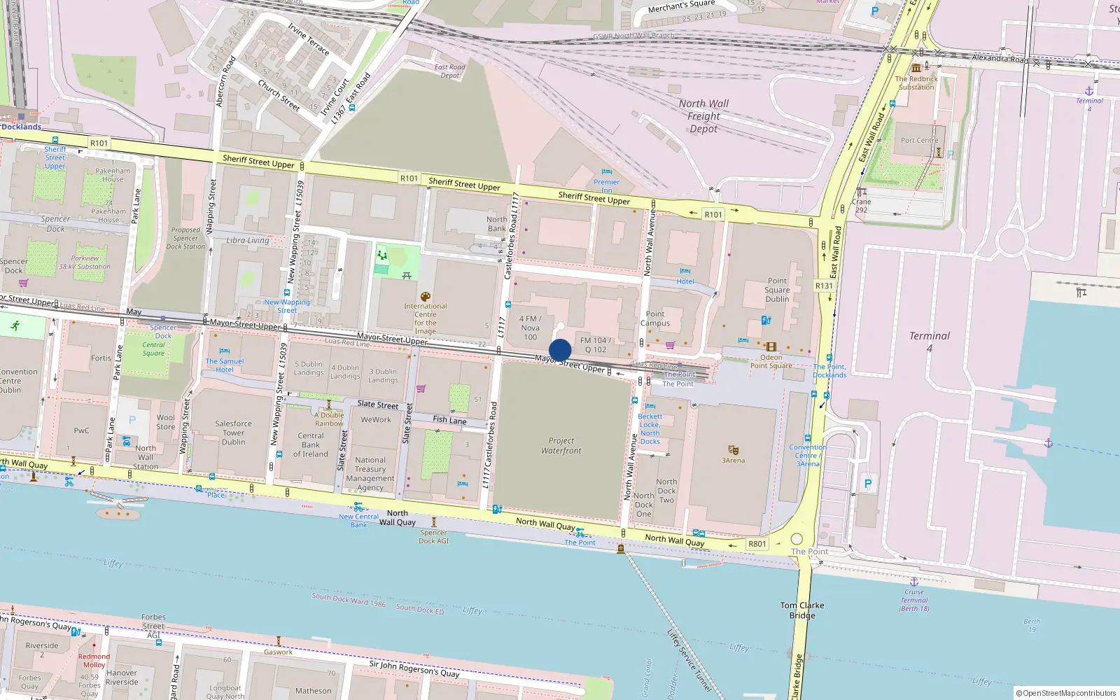 Overhead map showing the location of 35 Mayor Street Upper, Dublin 1