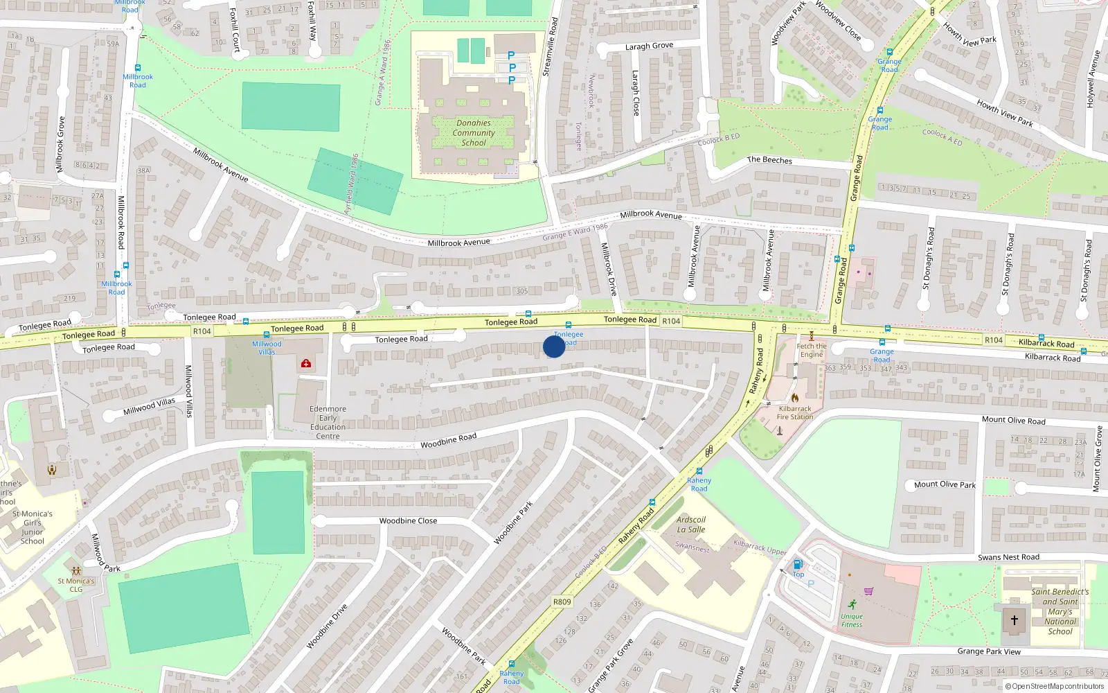 Overhead map showing the location of 352 Tonlegee Road, Raheny, Dublin 5